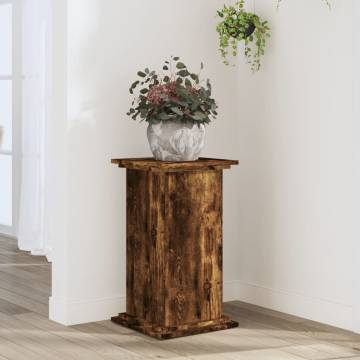 Plant Stand Smoked Oak - Durable Engineered Wood - 33x33x60 cm