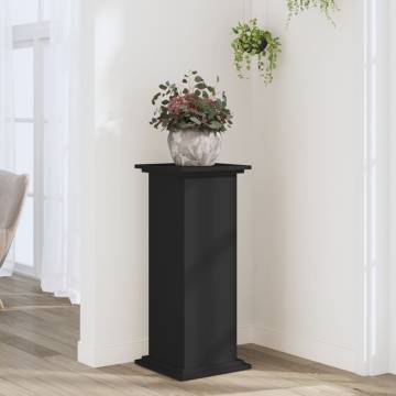 Plant Stand Black 33x33x80 cm - Durable Engineered Wood