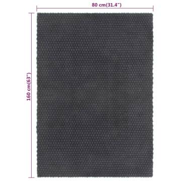 Rectangular Anthracite Cotton Rug 80x160 cm - Soft & Stylish