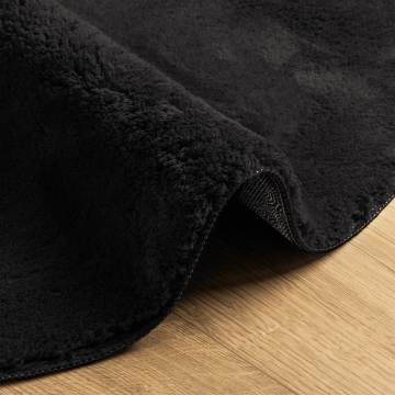 Rug HUARTE Short Pile Soft & Washable Black Ø 80 cm