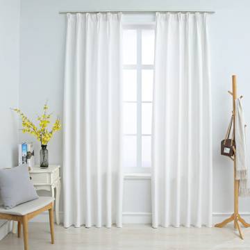 Elegant Off White Blackout Curtains with Hooks - 140x175 cm