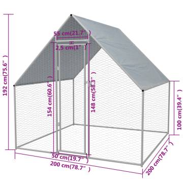 Galvanised Steel Outdoor Chicken Cage 2x2x1.92m | Hipo Market