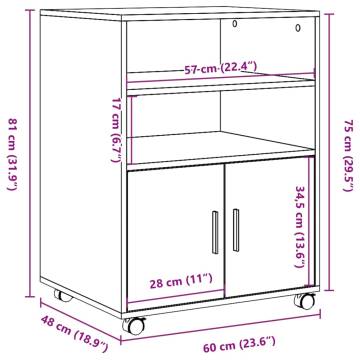 Rolling Cabinet Grey Sonoma - Durable & Mobile Storage Solution