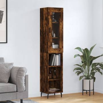 Stylish Highboard in Smoked Oak | 34.5x34x180 cm