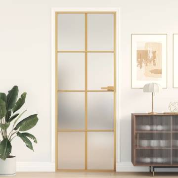 Interior Door Slim Golden 76x201.5 cm | Tempered Glass & Aluminium