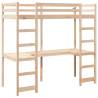 Loft Bed Frame with Desk 75x190 cm - Solid Pine Wood