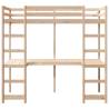 Loft Bed Frame with Desk 75x190 cm - Solid Pine Wood