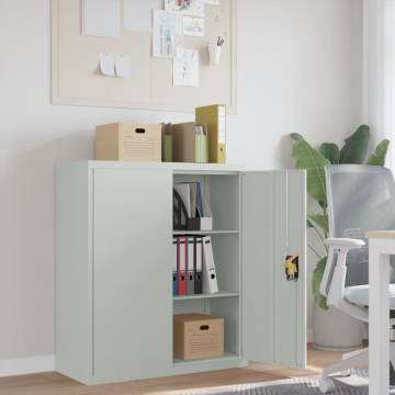 Stylish Light Grey File Cabinet - 90x40x105 cm Steel