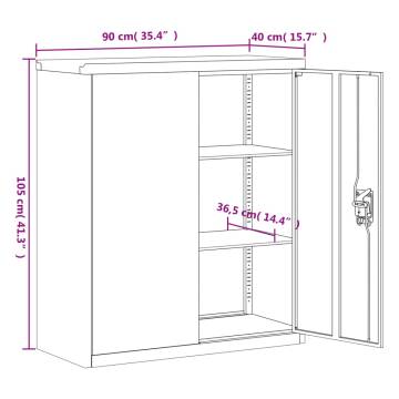 Stylish Light Grey File Cabinet - 90x40x105 cm Steel