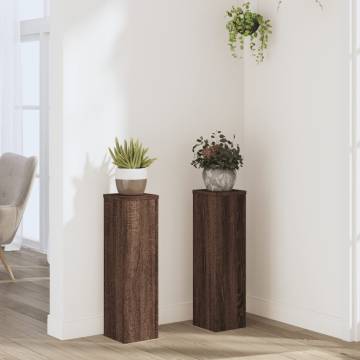 Plant Stand 2pcs Brown Oak | Durable Engineered Wood