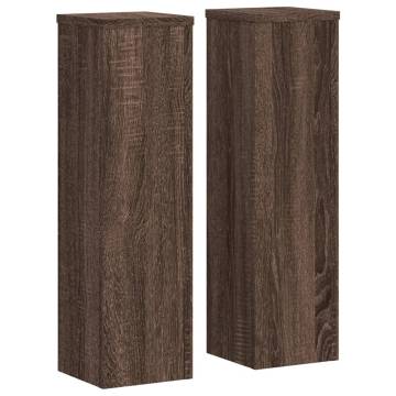 Plant Stand 2pcs Brown Oak | Durable Engineered Wood