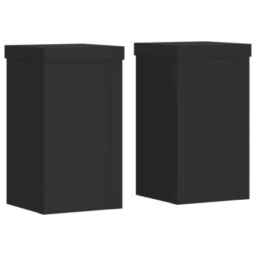 Stylish Black Plant Stands - 2pcs Engineered Wood 10x10x18cm