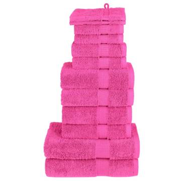 12 Piece Premium Towel Set SOLUND Pink - Soft & Durable 600 gsm