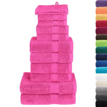 12 Piece Premium Towel Set SOLUND Pink - Soft & Durable 600 gsm