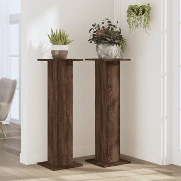 Brown Oak Plant Stands - 2 pcs, Durable & Stylish - Hipomarket