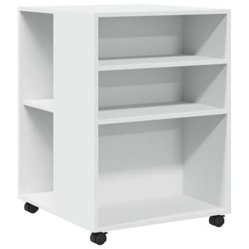 Stylish White Side Table with Wheels - 55x60x78 cm