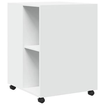 Stylish White Side Table with Wheels - 55x60x78 cm