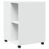 Stylish White Side Table with Wheels - 55x60x78 cm