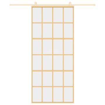 Sliding Door Gold 90x205 cm - Clear ESG Glass & Aluminium