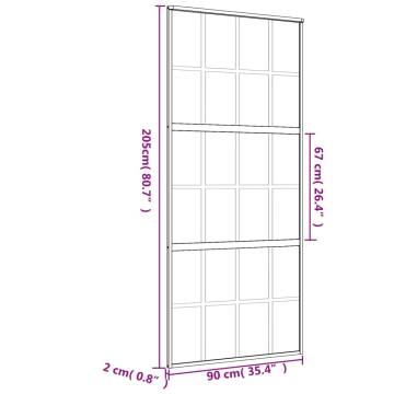 Sliding Door Gold 90x205 cm - Clear ESG Glass & Aluminium