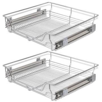 Pull-Out Wire Baskets 2 pcs Silver 600 mm - Hipomarket