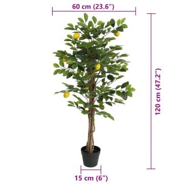 Artificial Lemon Tree - 120 cm Green with 3 Trunks | Hipo Market