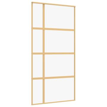 Sliding Door Gold 102.5x205 cm - Clear ESG Glass & Aluminium