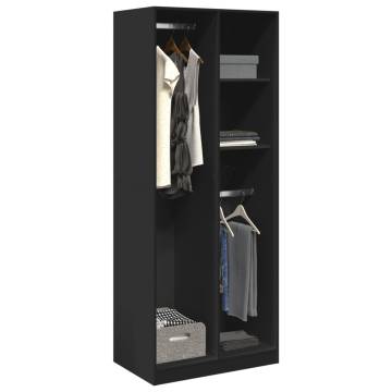 Stylish Black Wardrobe 80x50x200 cm - Durable Engineered Wood