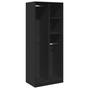 Stylish Black Wardrobe 80x50x200 cm - Durable Engineered Wood