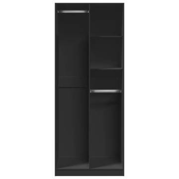 Stylish Black Wardrobe 80x50x200 cm - Durable Engineered Wood