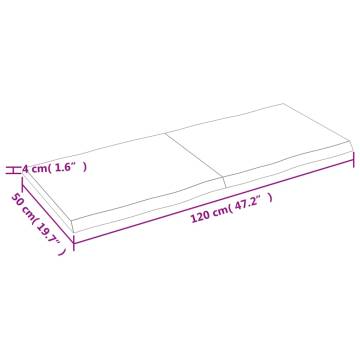 Table Top 120x50 cm Solid Wood Live Edge | HipoMarket UK