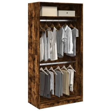 Stylish Smoked Oak Wardrobe - Engineered Wood 100x50x200 cm