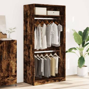 Stylish Smoked Oak Wardrobe - Engineered Wood 100x50x200 cm