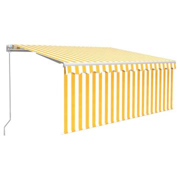 Manual Retractable Awning 3x2.5m Yellow & White - HipoMarket