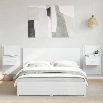 Stylish White Bed Headboard with Cabinets - 160 cm