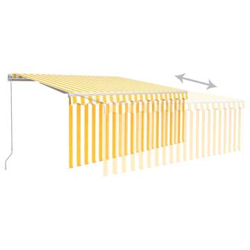 Manual Retractable Awning 3x2.5m Yellow & White - HipoMarket