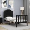 Bed Frame with Headboard Black Small Single Solid Wood Colour black Size 75 x 190 cm 