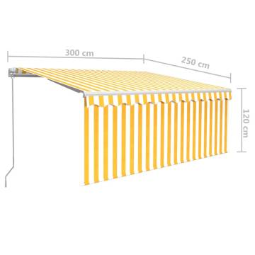 Manual Retractable Awning 3x2.5m Yellow & White - HipoMarket