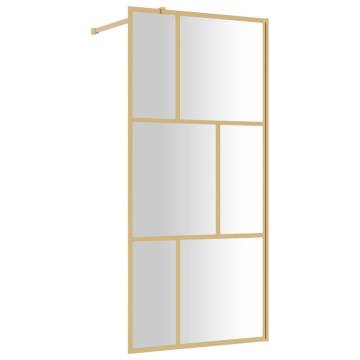 Walk-in Shower Wall with Clear ESG Glass Gold - 80x195 cm