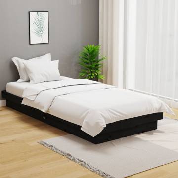 Bed Frame Black Solid Wood Pine 100x200 cm - Hipomarket UK