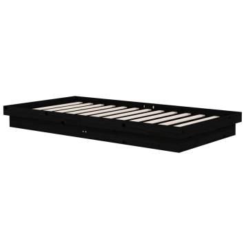 Bed Frame Black Solid Wood Pine 100x200 cm - Hipomarket UK