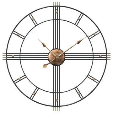 Elegant Black Iron Wall Clock Ø60 cm - Silent & Chic Decor