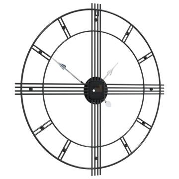 Elegant Black Iron Wall Clock Ø60 cm - Silent & Chic Decor