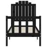 Black Small Single Bed Frame with Headboard - Solid Wood