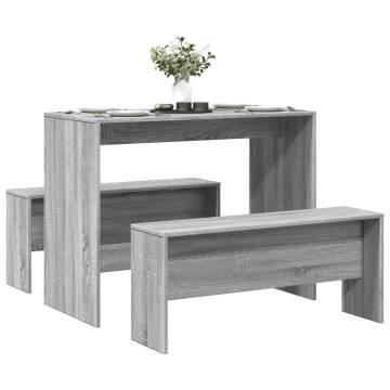 3 Piece Grey Sonoma Dining Table & Bench Set - Hipomarket UK