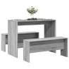  3 Piece Dining Table and Bench set Grey Sonoma Engineered Wood Colour grey sonoma Number of 1 