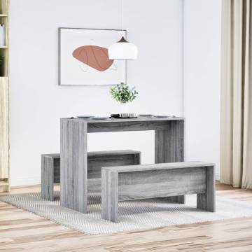 3 Piece Grey Sonoma Dining Table & Bench Set - Hipomarket UK