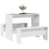  3 Piece Dining Table and Bench set High Gloss White Engineered Wood Colour high gloss white Number of 1 