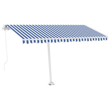 Freestanding Manual Retractable Awning 400x300 cm - Blue/White