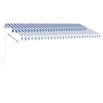 Freestanding Manual Retractable Awning 400x300 cm - Blue/White